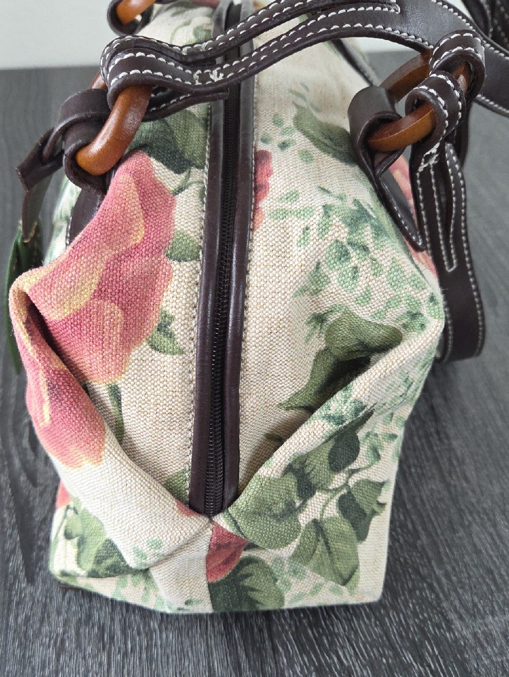STONE MOUNTAIN Floral Tapestry Satchel Handbag in Antique Large Rose Prin t EUC - Picture 9 of 16